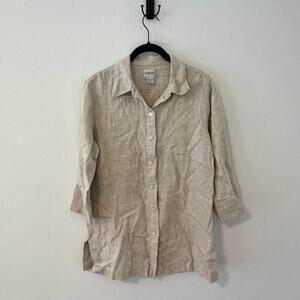 Linen button up shirt cream